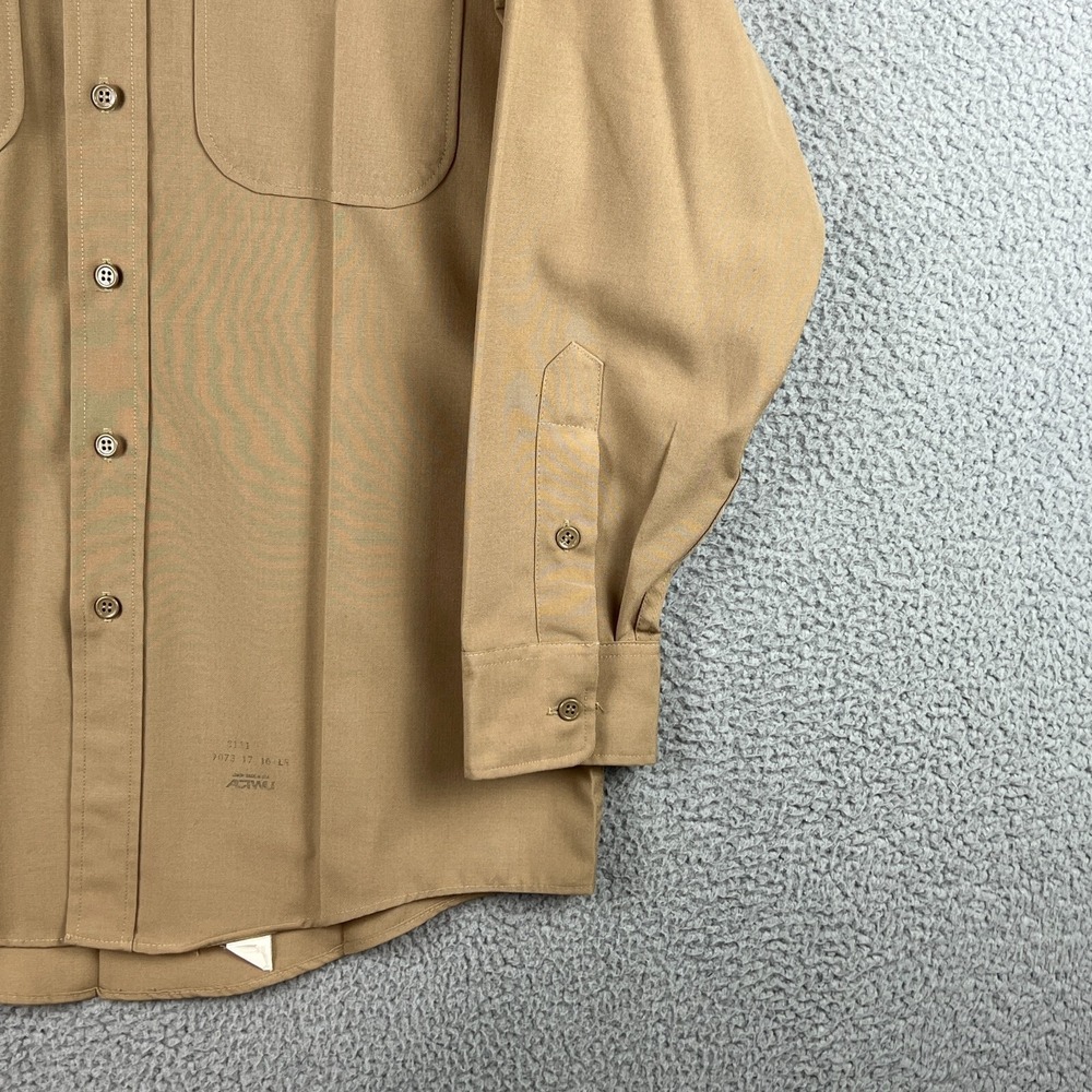 Vintage USMC Marines ACTWU Mens 16 33 Beige Uniform Shirt Polyester Wool Blend - Picture 3 of 13